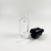 Flacon compte-gouttes transparent de 10 ml pour huiles essentielles, en verre à épaule plate, avec couvercle noir, idéal pour la sérigraphie