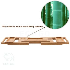 Caddy de baignoire en bambou Plateau de baignoire de luxe Support de rangement pour salle de bain avec casier à vin et support pour tablette - Product Image 5