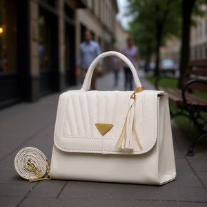 Lizbet Fana Bolso bandolera para mujer, microfibra blanca, cuero sintético, decoración con borlas, bandolera, para todas las estaciones - Product Image 2