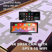 Caméra vidéo DVR de voiture à double objectif 4K de 10,26 pouces, enregistreur, GPS Navi, WIFI 5G, rétroviseur, émetteur FM pour CarPlay compatible