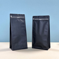 Sacs d'emballage pour grains de café en aluminium à fond plat, noir et blanc, avec valve, personnalisables, en stock, 100g, 250g, 340g, 500g, 1kg