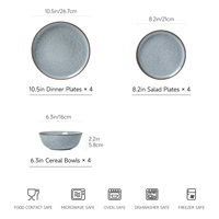 Service de vaisselle en grès bleu ondulé semi-mat, moderne et luxueux, compatible lave-vaisselle, pour restaurant, mariage, fête et usage domestique