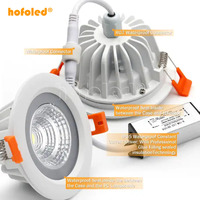 Spots LED encastrés étanches 5W 7W 9W 12W 15W ronds anti-buée pour toilettes, sauna, salle de bain IP65 COB