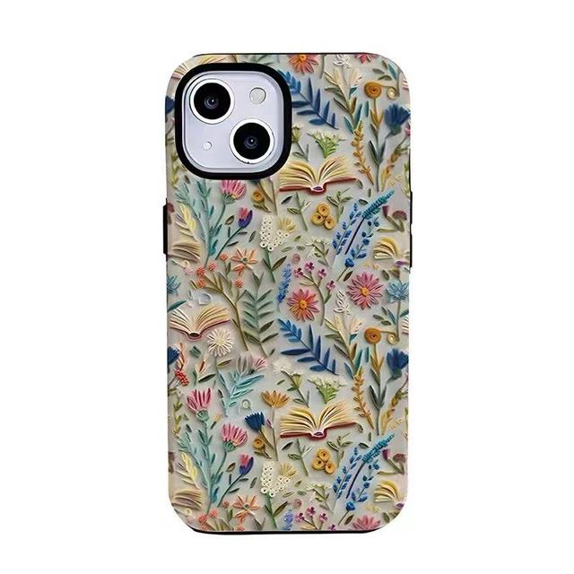 For for Street Fashion 2 1 Embroidery Flower Pattern Magnetic Film TPU+PC Shockproof Sublimation Blank Mobile Phone Cases