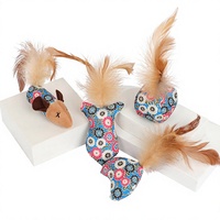 Jouet interactif pour chat en peluche florale et plumes, formes souris, poisson, balle, pour stimuler votre chat