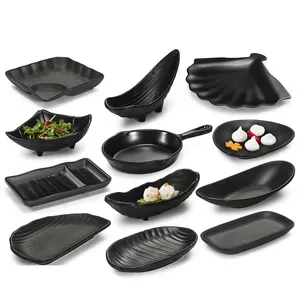 Bộ đồ ăn Đen melamine món ăn tấm không thường xuyên Sushi tấm nhựa