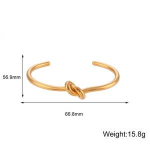 Bracelet et jonc en acier inoxydable anti-ternissement, résistant à l'eau, plaqué or 14K 18K, pour femmes - Product Image 6