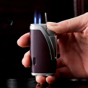 Allume-cigare électronique rechargeable au butane à double flamme et coupe-cigare avec logo personnalisé - Product Image 5