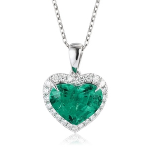Anster Lab <span class=keywords><strong>Esmeralda</strong></span> cultivada <span class=keywords><strong>con</strong></span> diamantes <span class=keywords><strong>Collar</strong></span> DE BODA chapado en rodio Colgantes clásicos de platino de moda para mujer Estilo de moda - Product Image 1