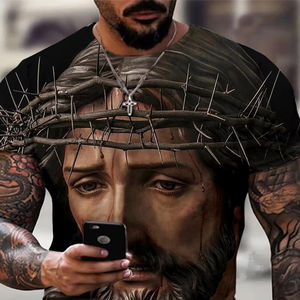 2025 estate nuova t-shirt a manica corta <span class=keywords><strong>fantasia</strong></span> modello di immagine personaggio maschile Versatile - Product Image 1