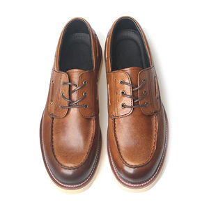 Chaussures bateau classiques élégantes pour hommes en cuir de vachette pleine fleur, mocassins décontractés durables en cuir véritable de qualité supérieure et confortables - Product Image 5