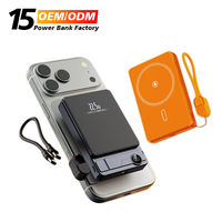 Cargador Inalámbrico Magnético Ultrafino 2 en 1 con Soporte y Cable, Carga Rápida de 22.5W, Pantalla Digital, Banco de Energía de 5000mAh/10000mAh, Tipo-C