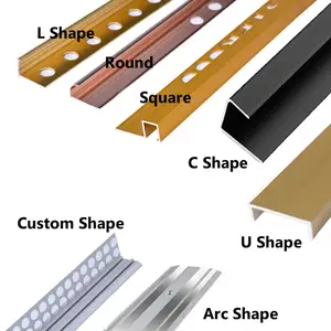 Metal Decorative Strips Aluminium Extrusion Profiles OEM L Shape Straight Aluminum Tile Trim For Wall Corner Decoration