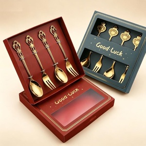 Cubiertos Dorados con Cuchillos para Carne, Juego de Cubiertos de Acero Inoxidable para el Hogar, Bodas y Restaurantes - Product Image 1