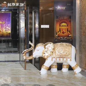 Escultura de animales de fibra de vidrio, artesanía de decoración de lujo de diferentes tamaños, estatua de elefante tailandés