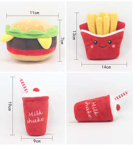 Juguete de Peluche Suave para Perros con Forma de Hamburguesa de Comida Rápida Ecológica, Juguete Resistente con Sonido para Mascotas en Estilo de Dibujos Animados - Product Image 2