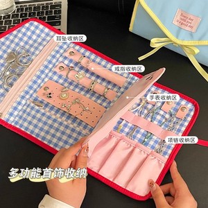 Foldable Jewelry Bag Earring Ring Necklace Storage Travel Case Lightweight Organizing <b>Roll</b> <b>Box</b> With Compartment Design - Product Image 1