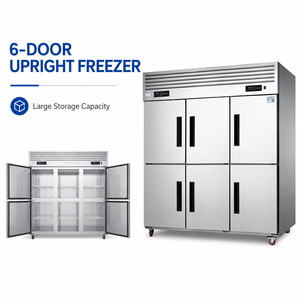 Réfrigérateur-congélateur vertical commercial 6 portes à double température 1560L en acier inoxydable avec compresseur Embraco A8 1. 1560L Extra- - Product Image 4