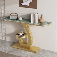 Table console en ardoise de luxe léger, design détachable, rangement ouvert, style moderne simple, semi-circulaire, pour entrée, couloir, hall d'entrée, table d'appoint