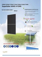Panneau solaire bifacial Supersolar 710W de type N, demi-cellule, double vitrage, module photovoltaïque, efficacité 22,9 %