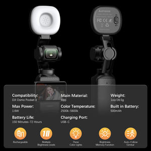 ไฟ LED ปรับอุณหภูมิสีได้แบบแม่เหล็ก ชาร์จซ้ำได้ สำหรับ Osmo Pocket 3 - อุปกรณ์เสริมระดับมืออาชีพแบบพกพา - Product Image 6