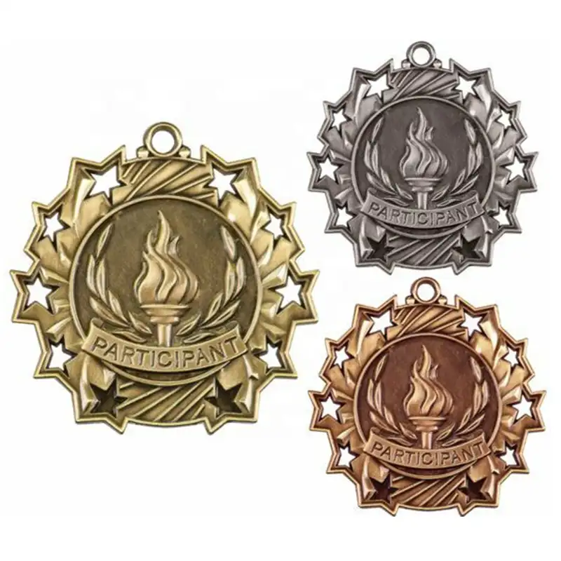 Presente de medalhão personalizado gravado 10 estrelas, tocha medalhão em forma de lembrança, presente para esportes