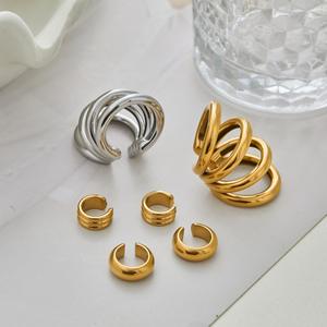 Pendientes geométricos europeos y americanos de titanio sin perforación, tipo barra, que no se desvanecen. Gancho para la oreja de acero inoxidable. - Product Image 2