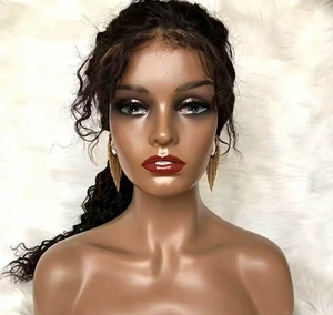Double Shoulder Head Model Female Dark Skin Tone Half-Length Model Head Photo Display Wig <b>Hat</b> Accessories Model Head <b>Stand</b> - Product Image 1