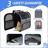 Échantillon gratuit : Sac de transport pour petits chiens et chats, sac de voyage avec ventilation optimale, 5 fenêtres en maille, 3 entrées