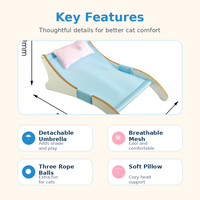 Nouveau design : lit de repos pour chat d'été en maille respirante avec oreiller et parasol suspendu