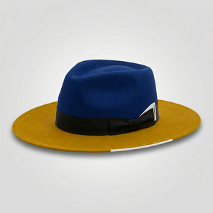 Blue Yellow Fedora <b>Hat</b> Black <b>Band</b> Unisex Adult Wool Blend Casual Party Travel <b>Hat</b> - Product Image 1