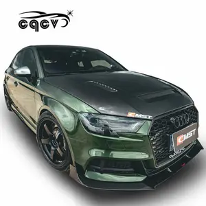 CMST คาร์บอนไฟเบอร์ Body Kit สำหรับ Audi A3 S3สไตล์ใหม่ด้านหน้า Lip ด้านหลัง Diffuser ด้านข้างกระโปรงสปอยเลอร์บอนเนอร์สำหรับ Audi A3 S3