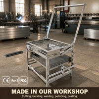 Barbecue à charbon de bois à bascule avec hauteur réglable, grille en acier inoxydable et foyer coulissant, taille personnalisée