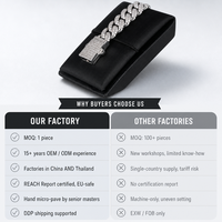 Bracelet maille cubaine Miami 10 mm pour homme, style Hiphop Bling Bling, pavé de zircone cubique (CZ), fait main, bijoux d'usine, Iced Out