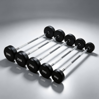 Barre d'haltères droite solide recouverte de caoutchouc à prix de gros pour commande en gros, idéale pour la musculation en salle de sport commerciale ou à domicile