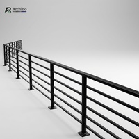 Luxuriöses Zeitgenössisches Aluminium-Legierung Rahmenloses Balkon-Treppengeländer Rostbeständige Schwarze Lamellen DIY-Installation Hotel Apartment 5