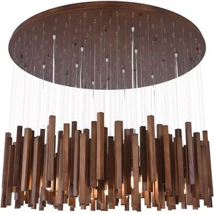 Candelabro de techo LED de madera Retro para comedor, sala de estar, granja, mesa de cocina, luz colgante LED de madera maciza - Product Image 6