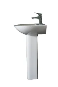 Modern Design Hand Wash Basin White Ceramic Bathroom Sink WC Pedestal Standing Sink