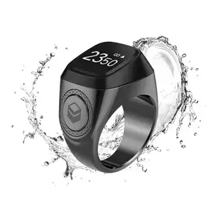 New Design Muslim Smart Tasbih Zikr Ring 5 Prayer Time Vibration Reminder Digital Display Waterproof Smart Rings
