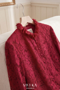 Blusa de Manga Larga con Encaje Floral, Transpirable, Informal, para Mujer, Verano, 100% Poliéster, Corte Regular, Marca SUNE - Product Image 5