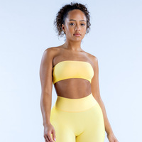 Damen Bandeau Sport-BH Trägerlos mit Rückenverzierung Drahtloser Dehnbarer Yoga-Top Sexy Rückenfreier Fitness-Aktivbekleidung