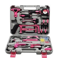 Ensemble d'outils manuels pour le travail du bois, boîte à outils électrique de rangement, combinaison domestique en acier au chrome-vanadium rose