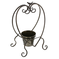 Pot de fleur et support de jardinière en forme de coeur en fer noir chaud pour plantes