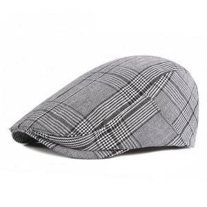 <b>Mens</b> Striped Plaid Newsboy Hats <b>Men's</b> Cotton <b>Flat</b> Hat Adjustable Irish Cabbie Driving Hunting <b>Cap</b> - Product Image 4