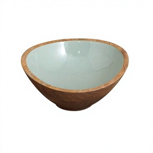 Handmade <b>Eco</b>-Friendly Wood Bowl with Black and White Polka <b>Dot</b> Interior Classic Design for Party Food Serving - Product Image 6