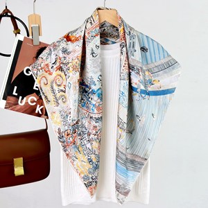 90x90cm 14 Momme Twill 100% Mulberry Silk Square Scarf, Wholesale Women Fashion <b>Shawl</b> Hijab Neck <b>Wrap</b> - Product Image 3