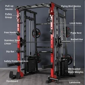 Commercial Smith Machine Fitness Workout Squat Rack Home Gym Bench Press Multi-functional Bird Chest Fly Power Cage