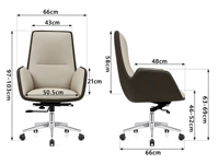 Chaise de bureau exécutive moderne ergonomique confortable à hauteur réglable avec base en acier et revêtement en cuir PU pivotante pour la maison et les bureaux professionnels