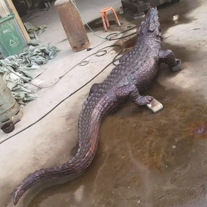 Süper büyük yaşam boyutu bronz döküm bahçe açık dekoratif hayvanlar heykel timsah timsah heykelleri heykelcik satılık - Product Image 5