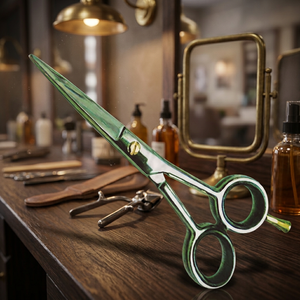 Ciseaux de coiffure professionnels en acier inoxydable, lame dentelée tranchante, manche long, pour droitiers, ciseaux de coupe de cheveux - Product Image 1